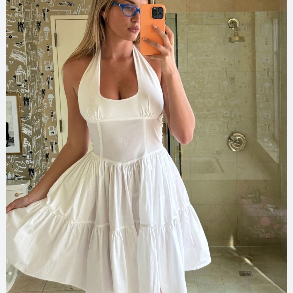 Frankie's Bikinis White Halter Tulsa Dress
